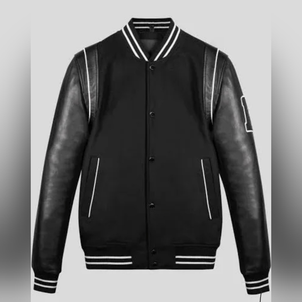 BODA SKINS Men's Black Leather Bomber Jacket